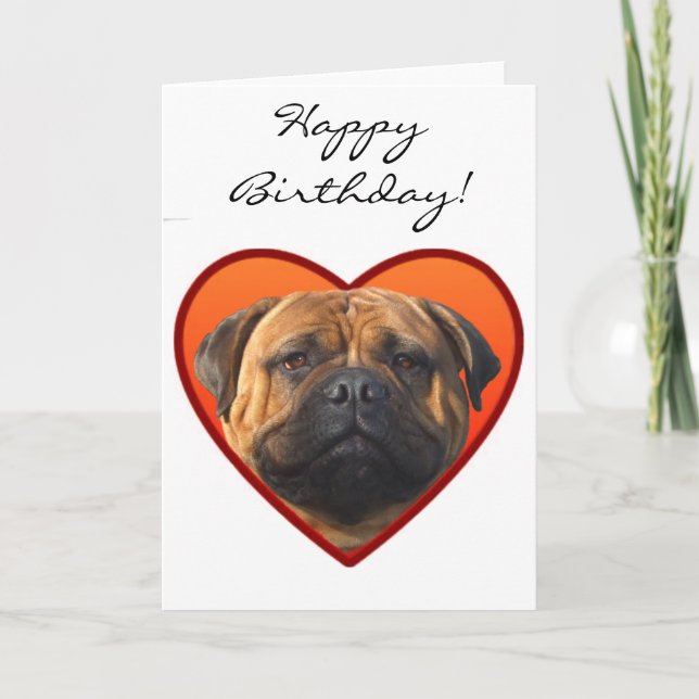 Tarjeta Happy Birthday bullmastiff dog (Anverso)