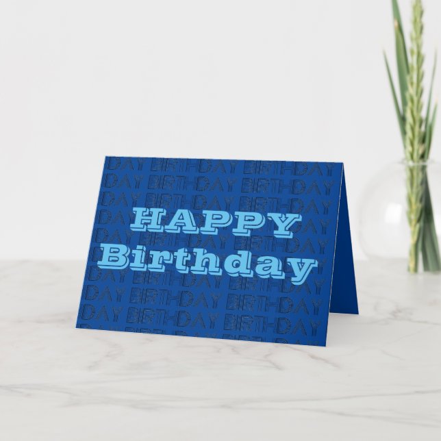 Tarjeta Happy Birthday Card Diseño geométrico azul (Anverso)