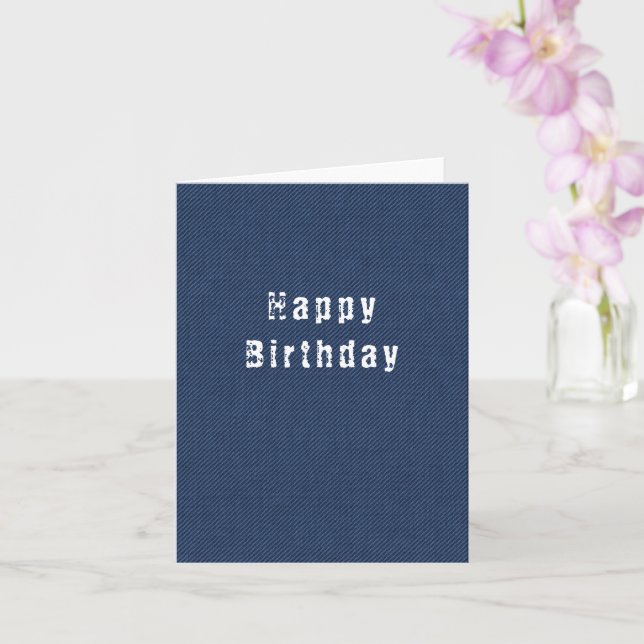 Tarjeta Happy Birthday Card Modern Blue Jeans (Orquídea)