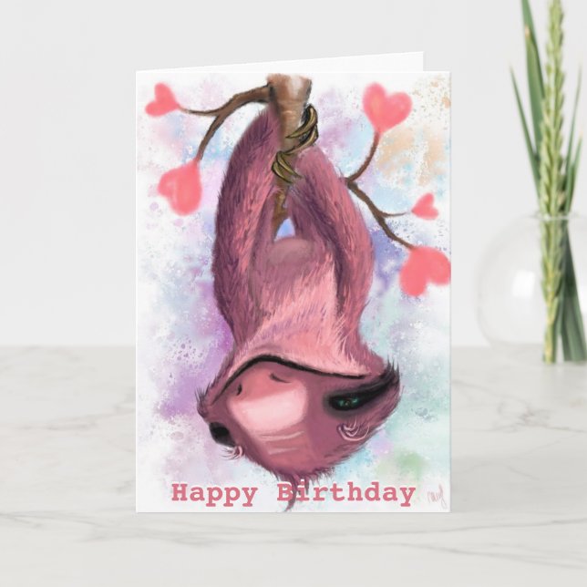 Tarjeta Happy Birthday Card Playful Romantic Sloth (Anverso)