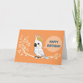 Tarjeta Happy Birthday Cartoon Cockatoo Parrot