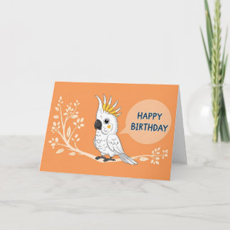 Tarjeta Happy Birthday Cartoon Cockatoo Parrot