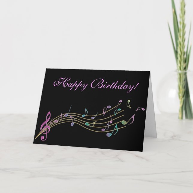 Tarjeta Happy Birthday Colorful Music Notes Card (Anverso)