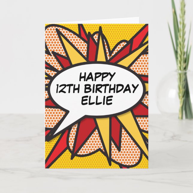Tarjeta HAPPY BIRTHDAY Comic Book (Anverso)