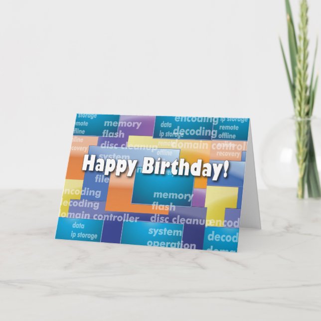 Tarjeta Happy Birthday Computer Geek (Anverso)