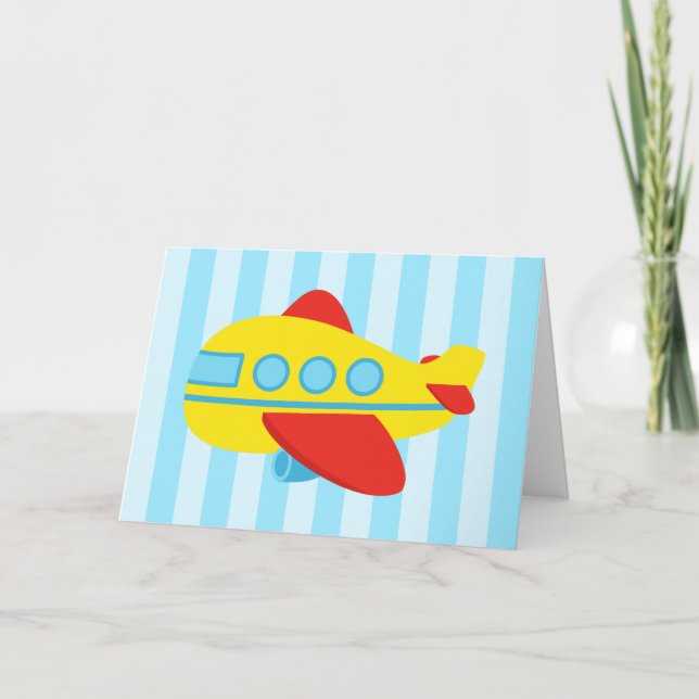 Tarjeta Happy Birthday, Cute and colourful aeroplane (Anverso)