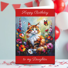 Tarjeta  Happy Birthday Daughter | Cute Cat  