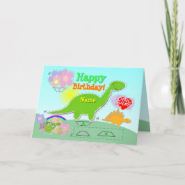 Tarjeta Happy Birthday Dino Name 3D Cut & Fold Craft Card