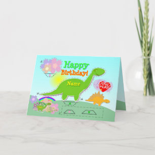 Tarjeta Happy Birthday Dino Name 3D Cut & Fold Craft Card