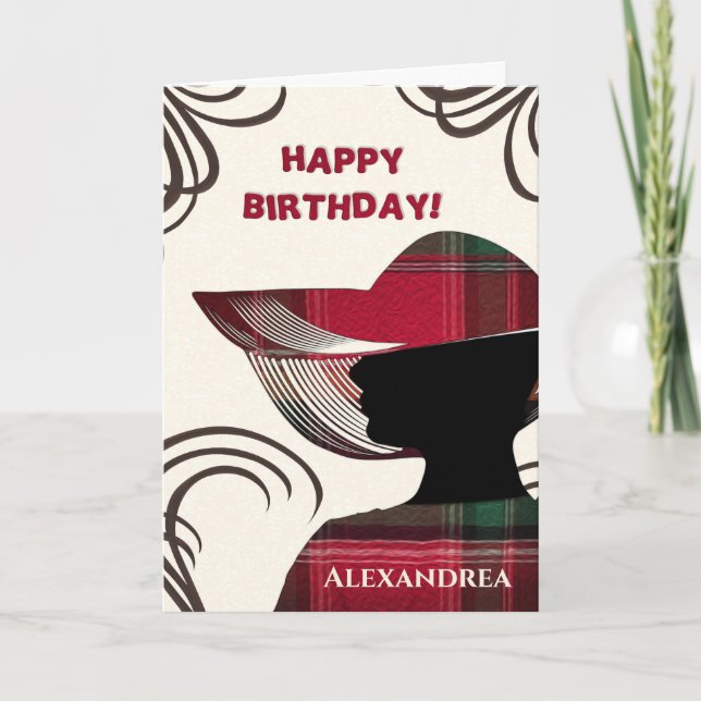 Tarjeta  Happy Birthday Elegant Modern Lady Personalize  (Anverso)