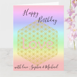 Tarjeta Happy Birthday flower of life Love Mandala