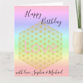 Tarjeta Happy Birthday flower of life Love Mandala