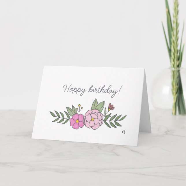 Tarjeta Happy BIrthday Flowers 7 (Anverso)