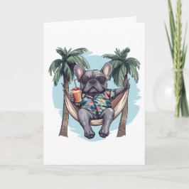 Tarjeta Happy Birthday French Bulldog In Hawaiian Top