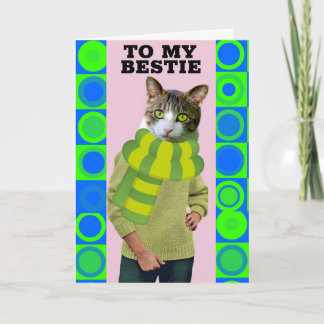 TARJETA HAPPY BIRTHDAY FRIEND FUNNY CAT GREETING CARD