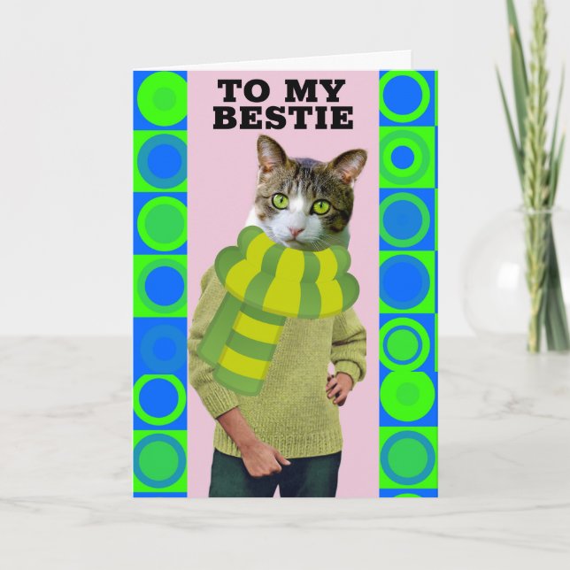 TARJETA HAPPY BIRTHDAY FRIEND FUNNY CAT GREETING CARD (Anverso)