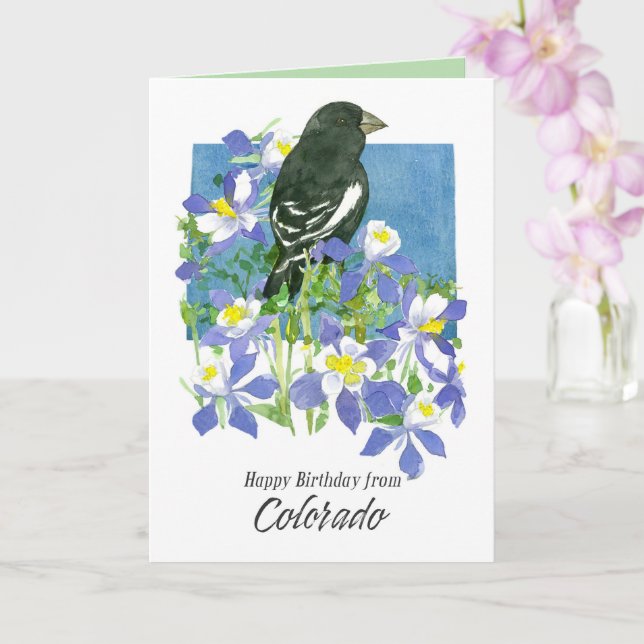 Tarjeta Happy Birthday from Colorado Lark Bunting Flowers (Orquídea)
