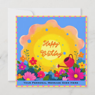 Tarjeta Happy Birthday Garden Card with Bright Sun, Flower