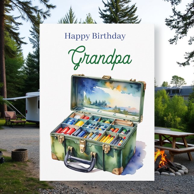 Tarjeta Happy Birthday Grandpa | Fishing Tackle Box (Subido por el creador)