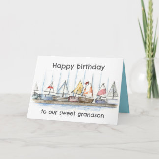 Tarjeta Happy Birthday Grandson Sailboats Toys Custom