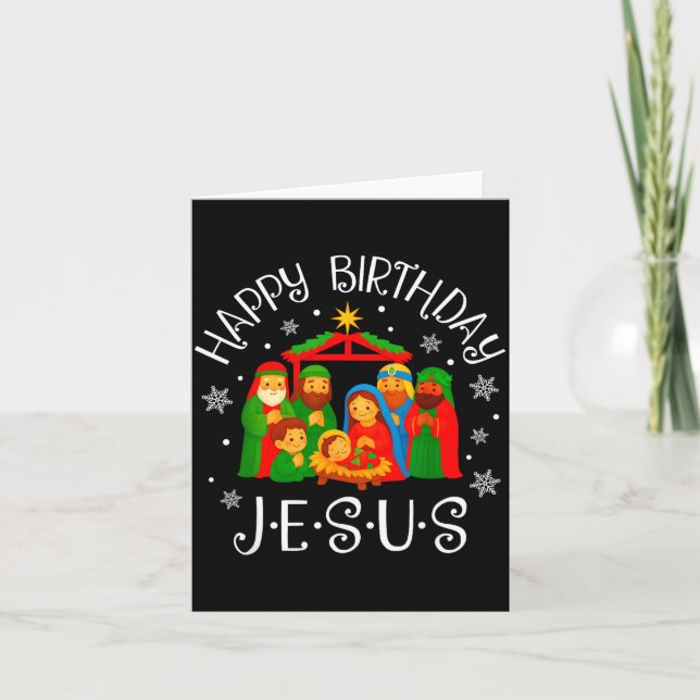 Tarjeta Happy Birthday Jesus Christmas Pajamas Xmas Squad  (Anverso)