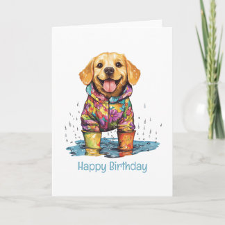 Tarjeta Happy Birthday Labrador Retriever Rain Puddle