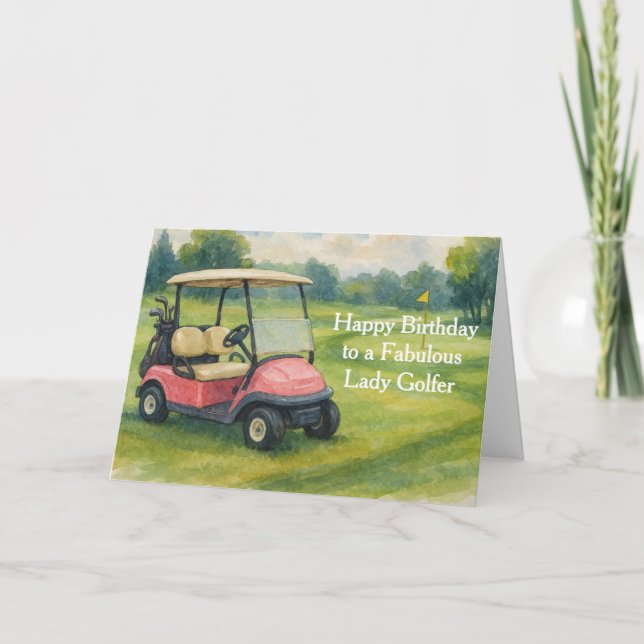 Tarjeta Happy Birthday Lady Golfer  (Anverso)