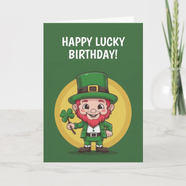 Tarjeta Happy Birthday Leprechaun (Anverso)