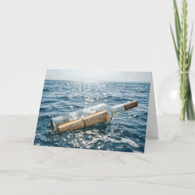 Tarjeta Happy Birthday Message in a Bottle (Anverso)