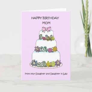 Tarjeta Happy Birthday Mom Daughter and Daughter in law