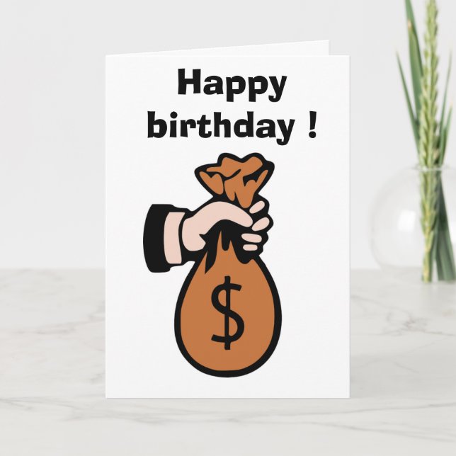 TARJETA "HAPPY BIRTHDAY" MONEYBAG (Anverso)