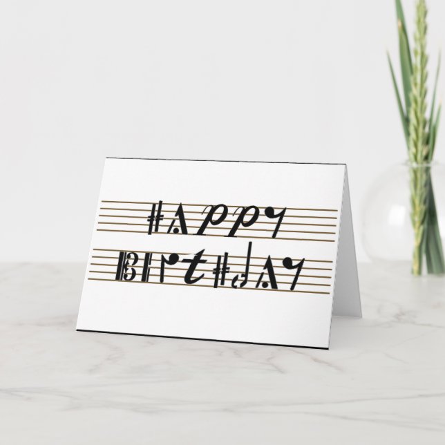 Tarjeta Happy Birthday Musical Notation Font (Anverso)
