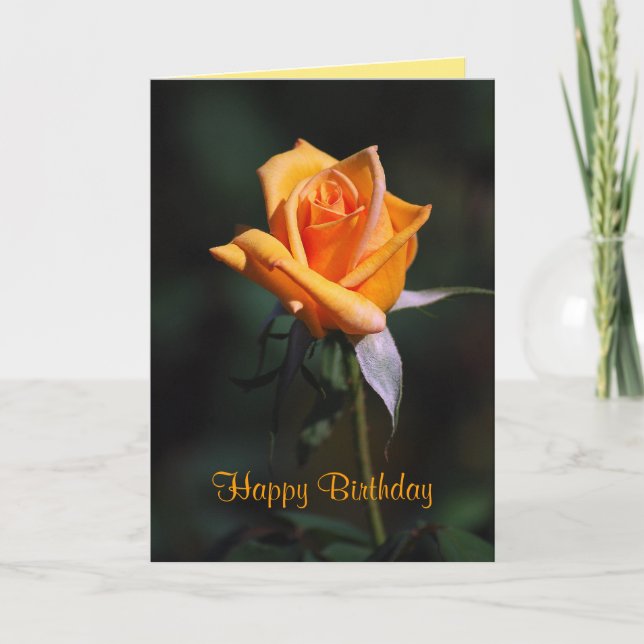 Tarjeta Happy Birthday Orange Rose Card (Anverso)