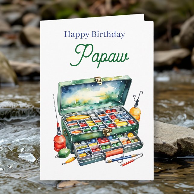 Tarjeta Happy Birthday Pawpaw | Fishing Tackle Box (Subido por el creador)
