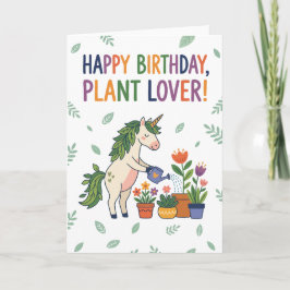 Tarjeta Happy Birthday Plant Lover Unicorn Watering Flower