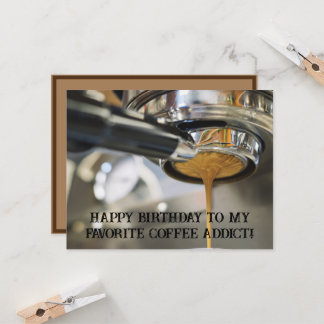 Tarjeta Happy Birthday Pouring Espresso Coffee Machine