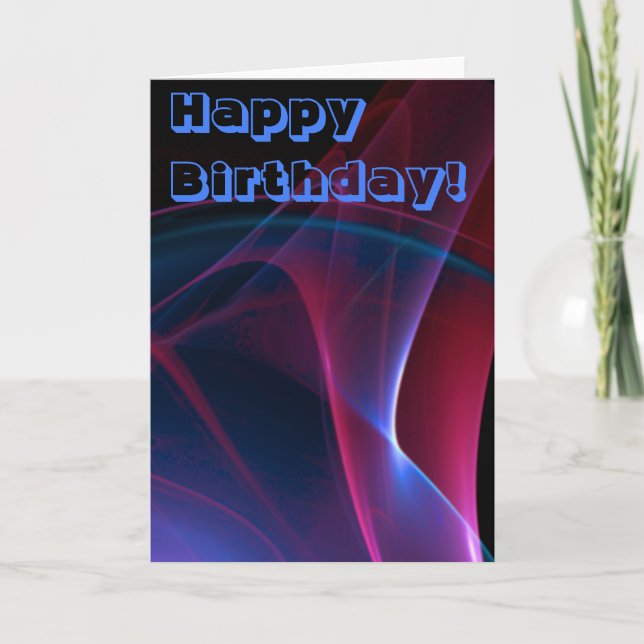 Tarjeta Happy Birthday Purple Blue Abstract Blank Template (Anverso)