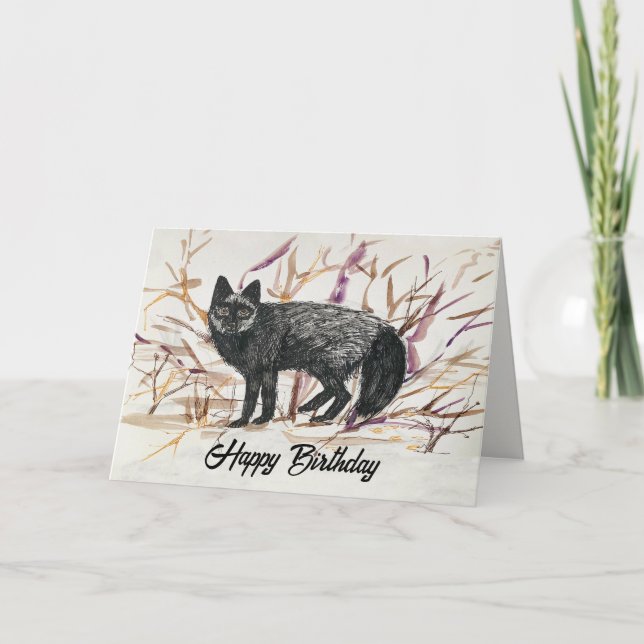 Tarjeta Happy Birthday Silver Fox Wildlife (Anverso)