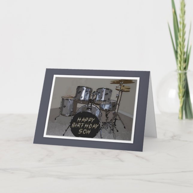 Tarjeta Happy Birthday Son Drums (Anverso)
