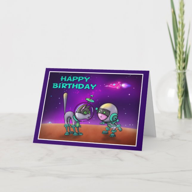 Tarjeta Happy Birthday Space style 004 (Anverso)