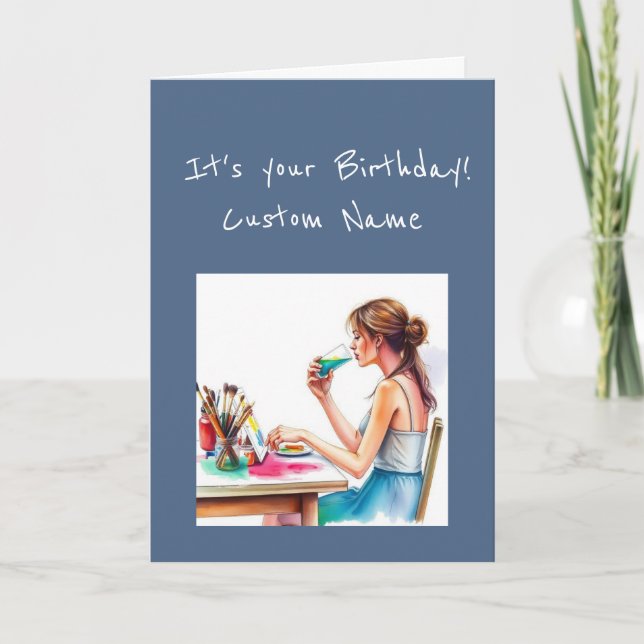 Tarjeta Happy Birthday  Special Watercolor Artist Humor (Anverso)