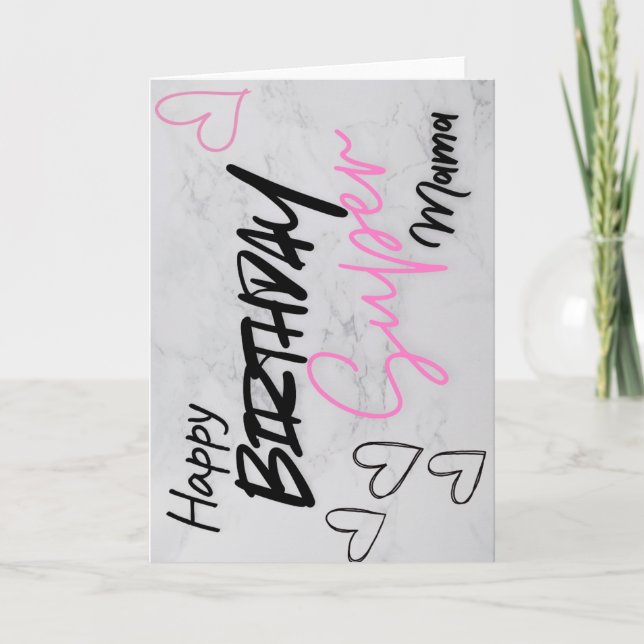 Tarjeta Happy Birthday Super Mama (Anverso)