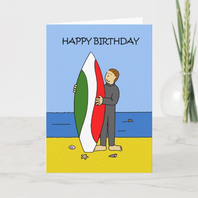 Tarjeta Happy Birthday Surfer Boy (Anverso)