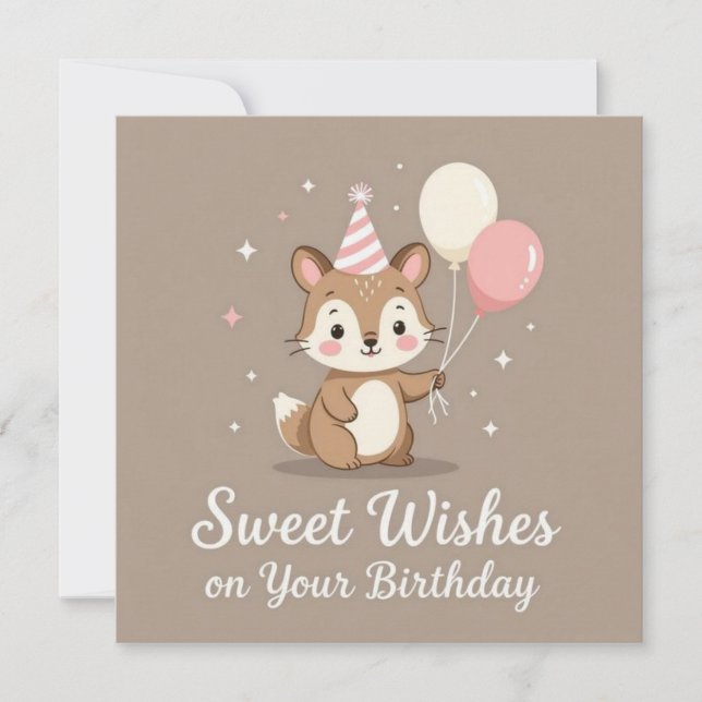 Tarjeta Happy birthday sweet wishes on your birthday  (Anverso)