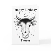 Happy Birthday Taurus Bull Hand-drawn