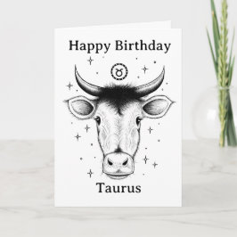 Tarjeta Happy Birthday Taurus Bull Hand-drawn