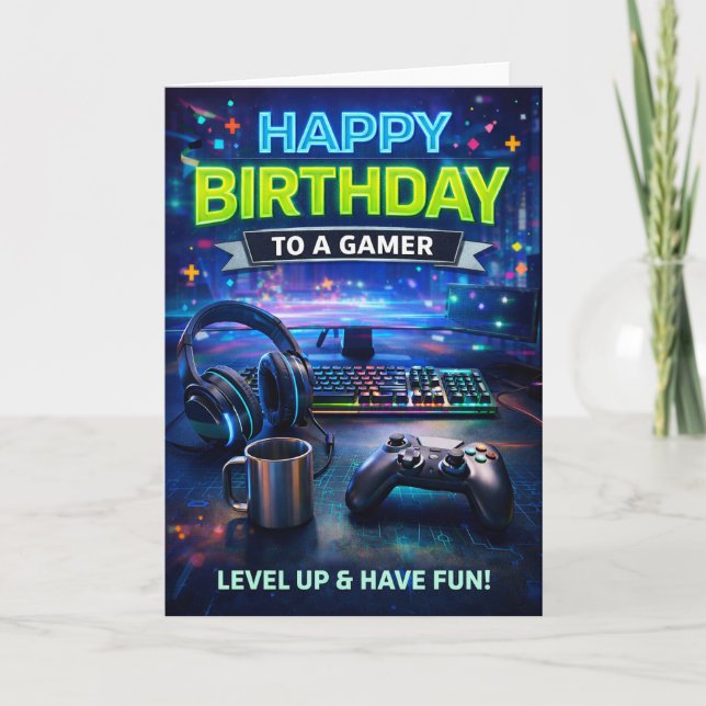 Tarjeta Happy Birthday to a Gamer (Anverso)