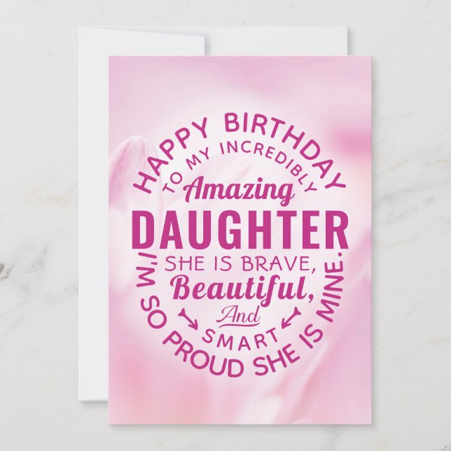 Tarjeta Happy BIrthday to my Incredibly Amazing Daughter (Anverso)