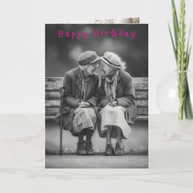 Tarjeta Happy Birthday Two Funny Laughing Ladies  Card (Anverso)