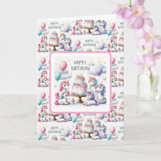 Tarjeta Happy Birthday Unicorn Themed